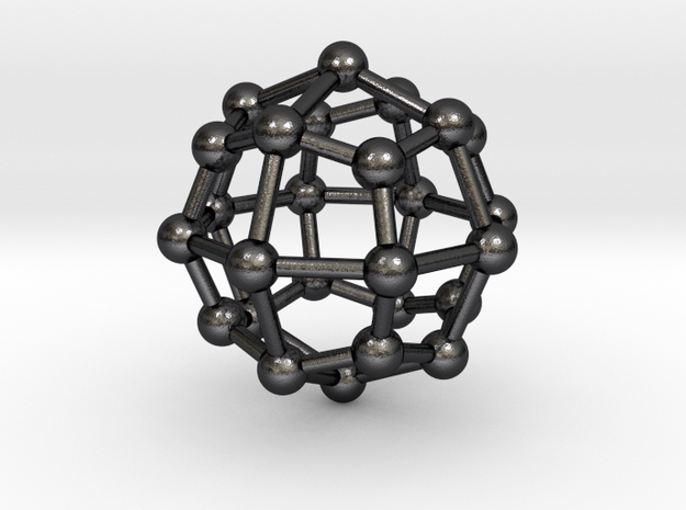 0315 Deltoidal Icositetrahedron V&E (a=1cm) #003 in Polished and Bronzed Black Steel