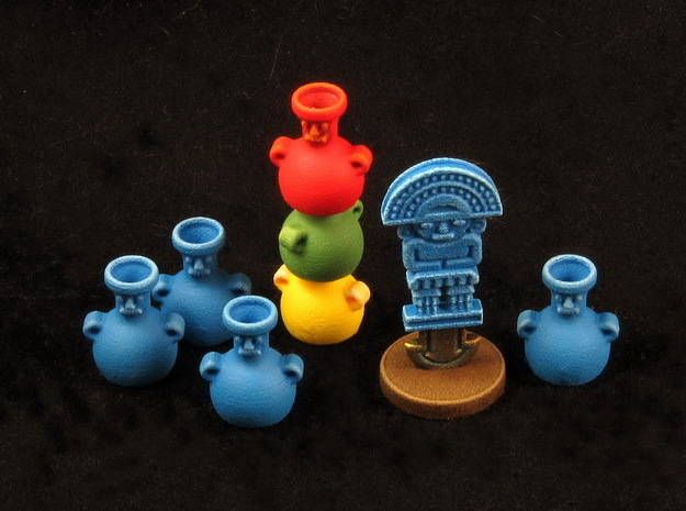 Mayan tech/temple & score tokens (8 pcs) in Blue Processed Versatile Plastic