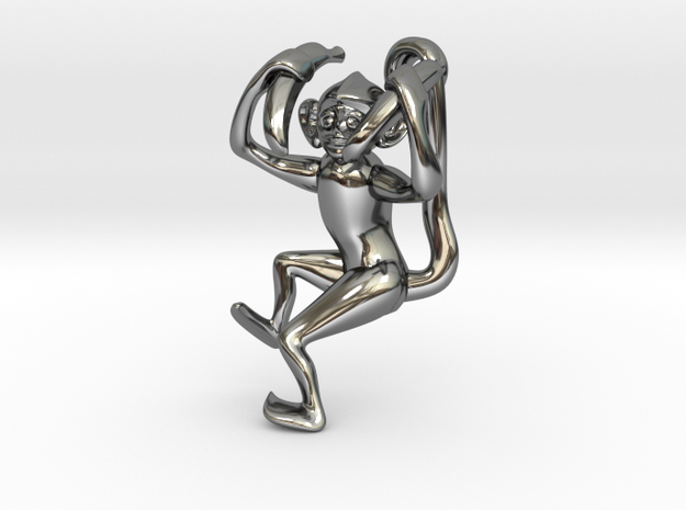 3D-Monkeys 002 in Fine Detail Polished Silver