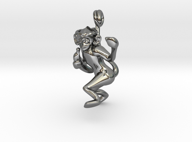 3D-Monkeys 008 in Fine Detail Polished Silver