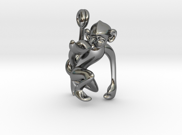 3D-Monkeys 015 in Fine Detail Polished Silver