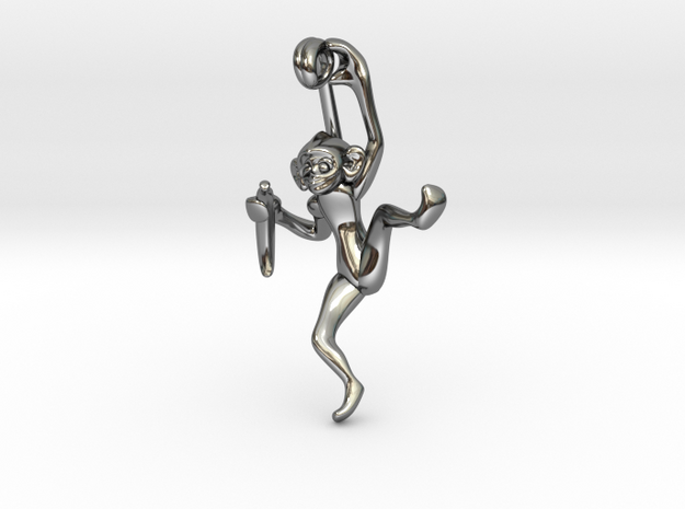 3D-Monkeys 118 in Fine Detail Polished Silver