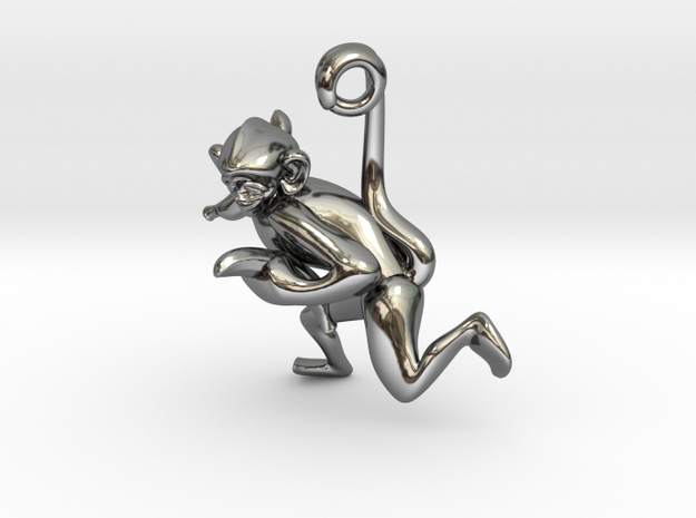 3D-Monkeys 132 in Fine Detail Polished Silver