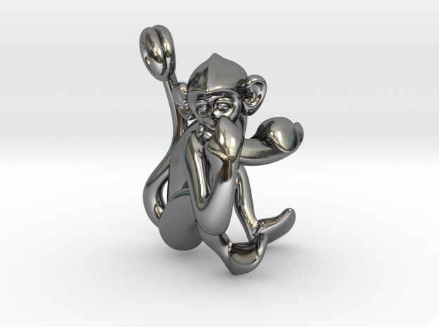 3D-Monkeys 133 in Fine Detail Polished Silver