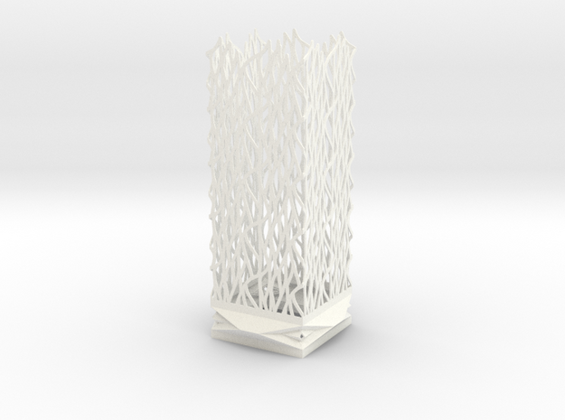 Lamp Square Column - Undulation Design (ripples) in White Processed Versatile Plastic