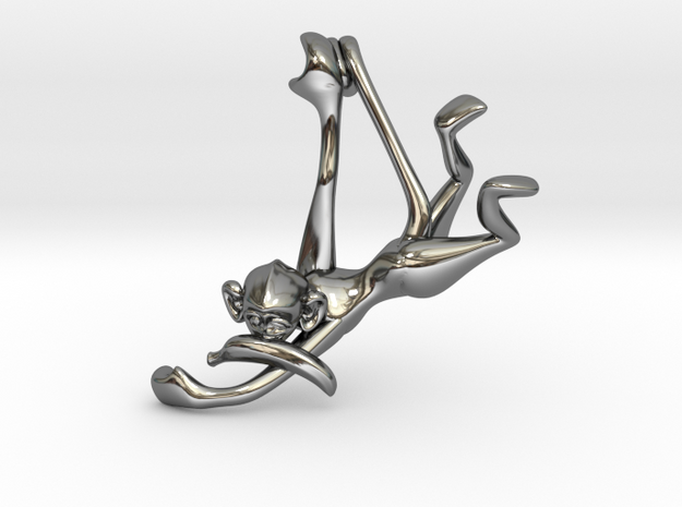 3D-Monkeys 217 in Fine Detail Polished Silver