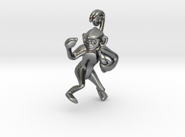 3D-Monkeys 218 in Fine Detail Polished Silver