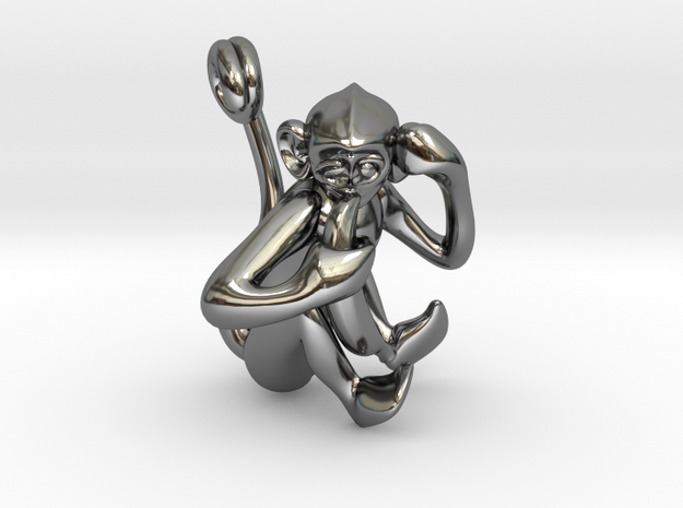 3D-Monkeys 247 in Fine Detail Polished Silver