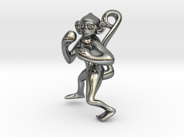 3D-Monkeys 257 in Fine Detail Polished Silver