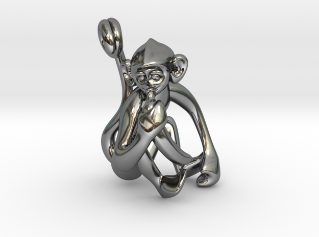 3D-Monkeys 316 in Fine Detail Polished Silver