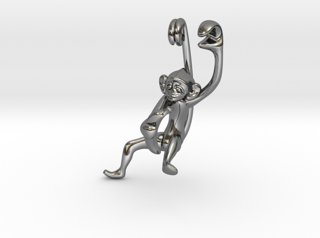 3D-Monkeys 320 in Fine Detail Polished Silver