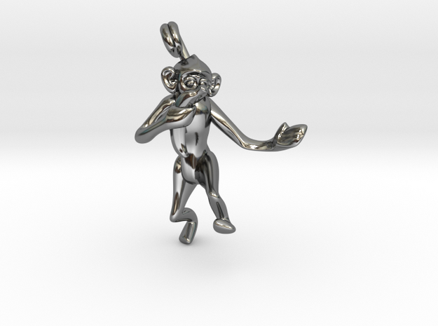 3D-Monkeys 325 in Fine Detail Polished Silver