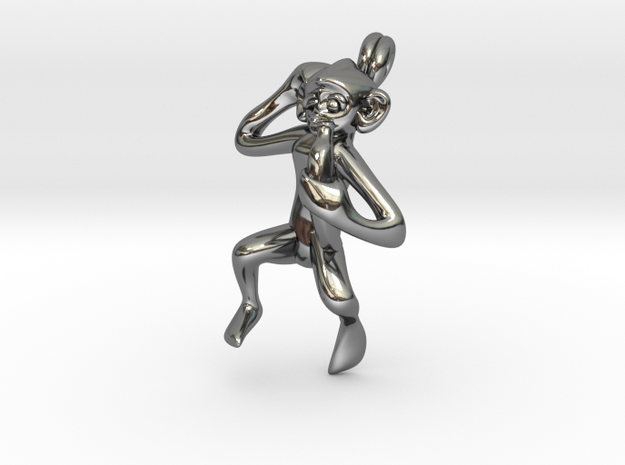 3D-Monkeys 328 in Fine Detail Polished Silver