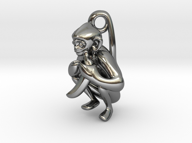 3D-Monkeys 332 in Fine Detail Polished Silver