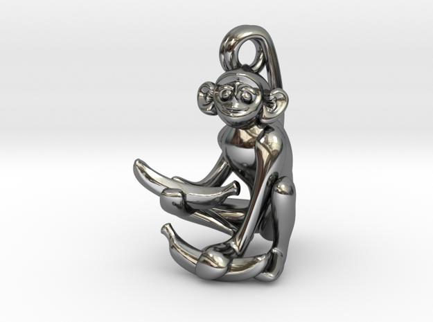 3D-Monkeys 342 in Fine Detail Polished Silver