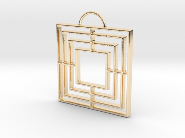 Triple Square Pendant in 14k Gold Plated Brass