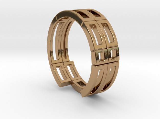 Geometri-k ring Size T in Polished Brass