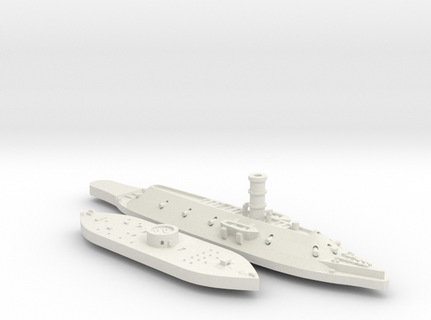 1:1200 Ironclad USS Monitor & CSS Virginia in White Natural Versatile Plastic
