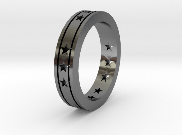Ring Star open in Polished Silver