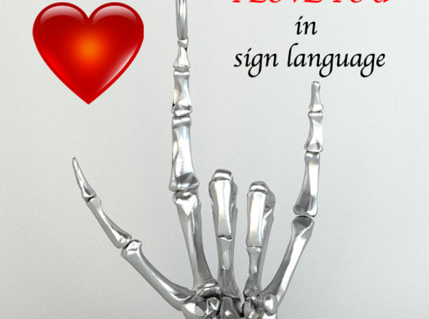  I Love You in Sign Language - Pendant  in Natural Silver