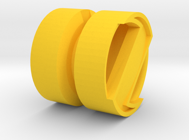 SPINNER_1814RS_RIGHT - LEGO-compatible Custom Rims in Yellow Processed Versatile Plastic