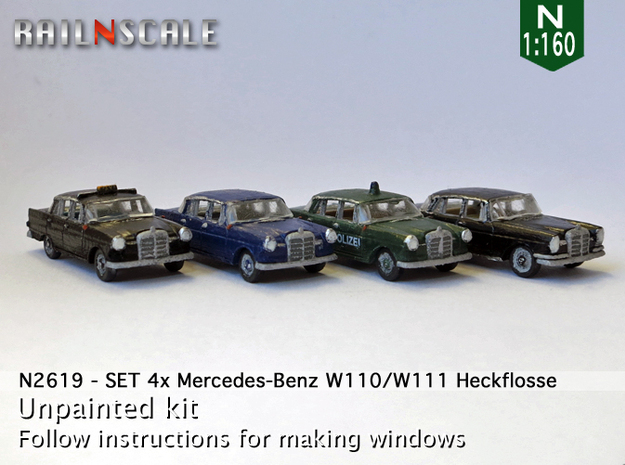 SET 4x Mercedes-Benz Heckflosse (N 1:160) in Tan Fine Detail Plastic