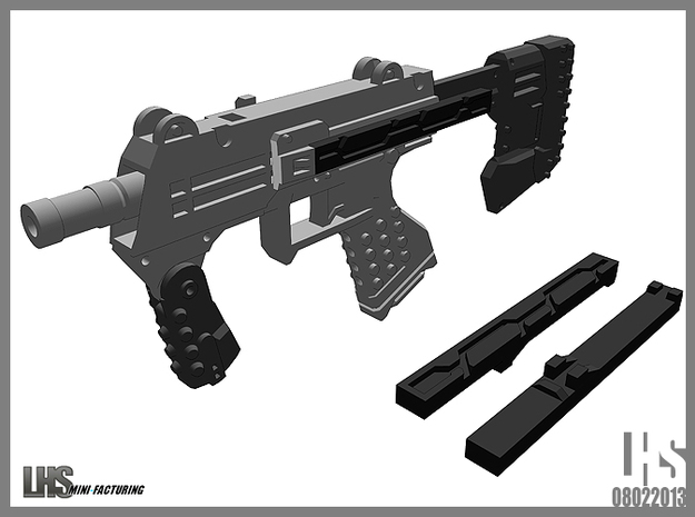 1/6 Scale Caseless SMG Revised in White Natural Versatile Plastic