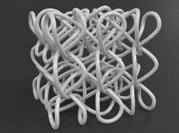 Hexad Knot Cube in White Processed Versatile Plastic
