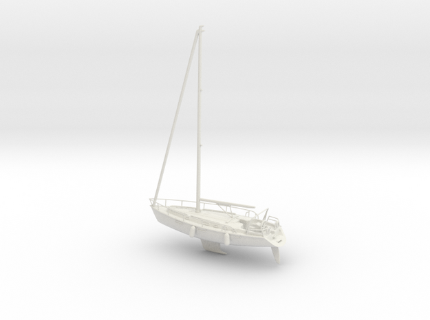 Sailboat 01 full hull.HO Scale (1:87) in White Natural Versatile Plastic