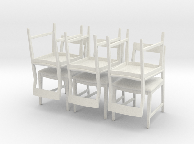 1:24 Danish Modern Chair Set in White Natural Versatile Plastic