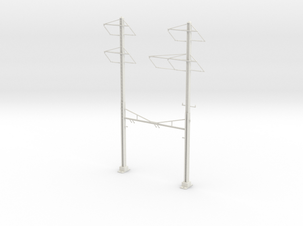 PRR CATENARY HO SCALE 2TRK CURVED STEADY 2-3PH in White Natural Versatile Plastic