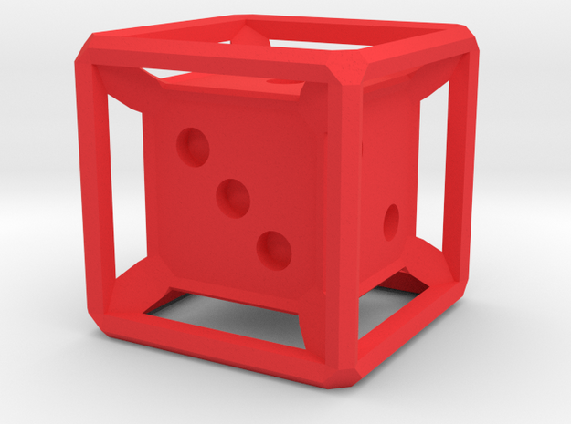 Six Sided Die (Inset) in Red Processed Versatile Plastic