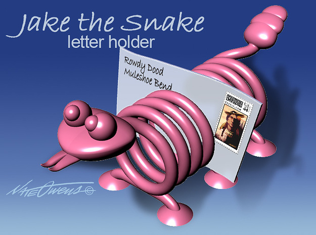 Jake the Snake letter holder in White Natural Versatile Plastic