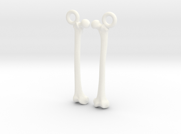 Bone Earrings in White Processed Versatile Plastic