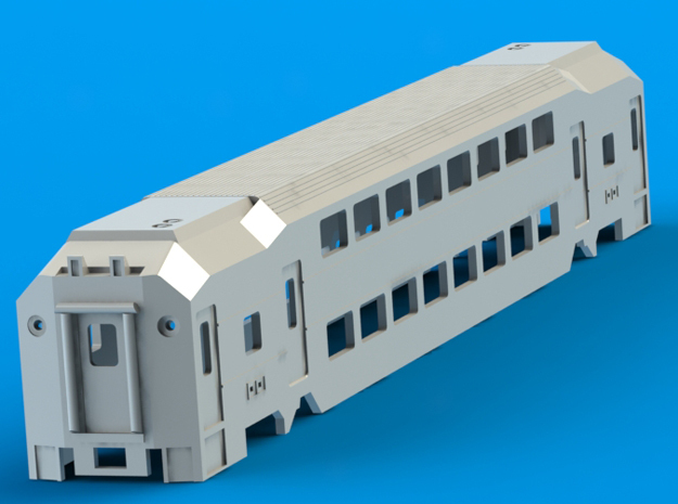 NJ Transit MultiLevel Coach N Scale in White Natural Versatile Plastic