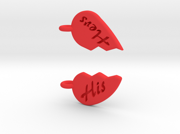 His and Hers Heart Halves in Red Processed Versatile Plastic