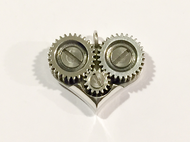 Gear Heart Pendant - Base in Natural Silver