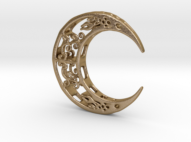 Moon_Pendant in Polished Gold Steel