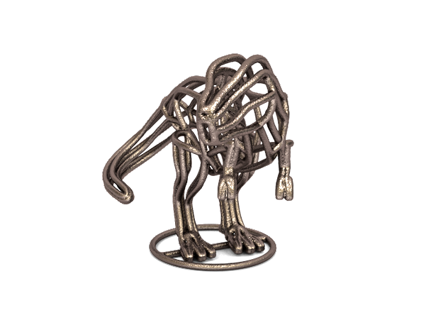 T-Rex Wireframe  in Polished Bronzed Silver Steel