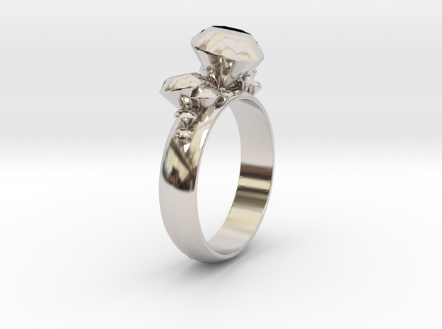 Ring 'Diamonds are Forever' in Rhodium Plated Brass