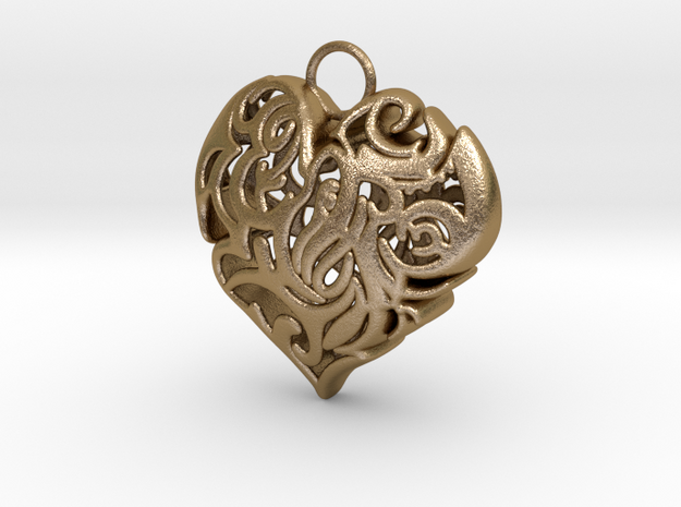 Heart Shaped Pendant in Polished Gold Steel