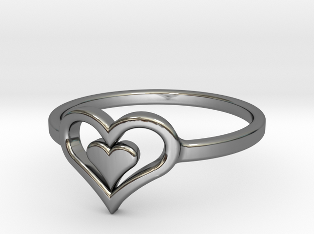 Heart Ring size 6 in Fine Detail Polished Silver