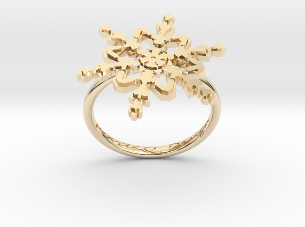 Snowflake Ring 2 d=17.5mm h21d175 in 14k Gold Plated Brass
