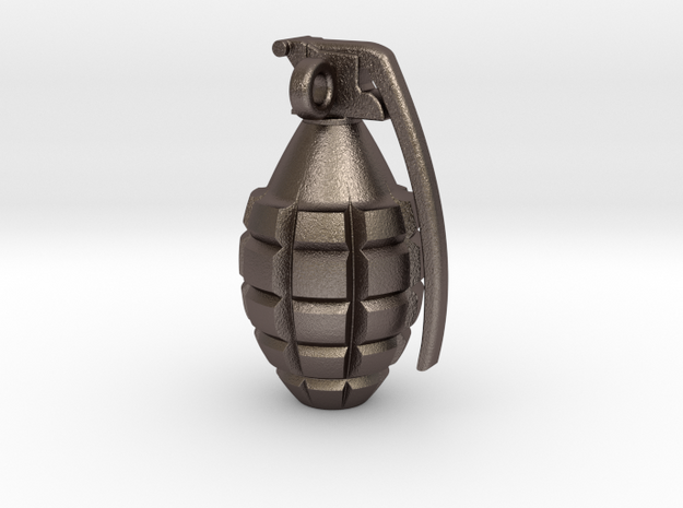 Keychain Grenade  solid &    25mm hight in Polished Bronzed Silver Steel