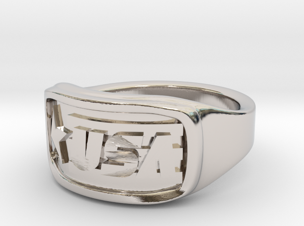 Ring USA 51mm in Rhodium Plated Brass
