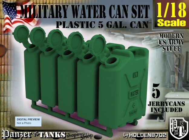 1-18 Military Water Can 5 Units in Green Processed Versatile Plastic