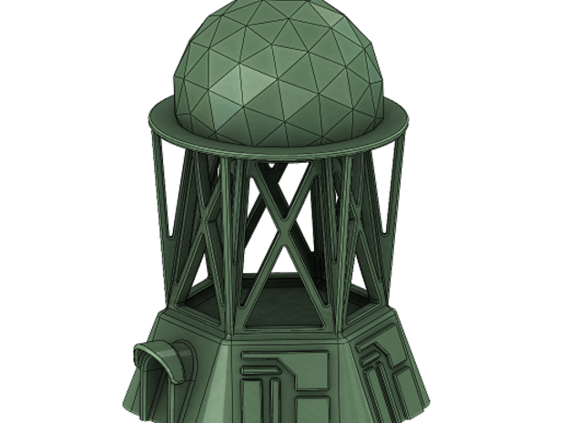 Radar Control Tower (Large Dome) in White Natural Versatile Plastic