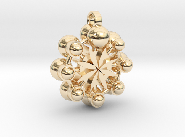 Flower Of Life In Circular Multiverse Love Engine in 14K Yellow Gold