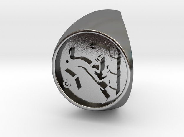 Custom Signet Ring 21 in Polished Silver