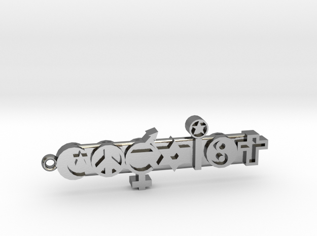 COEXIST, With Loop For Keychain in Polished Silver